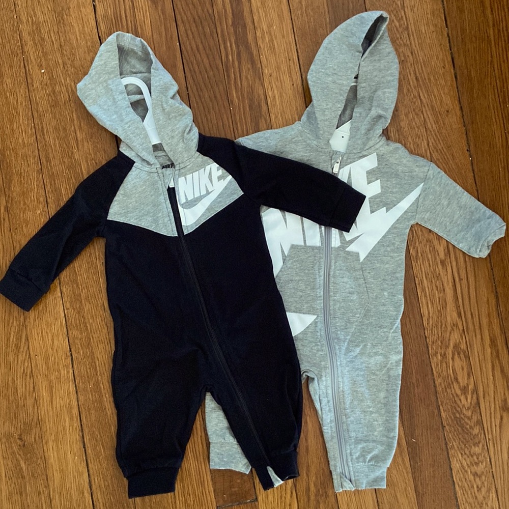 Nike 6M bodysuit with hat grey and black